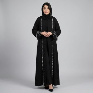 مانتو عبایی زنانه مدل مجلسی کرپ بلند مزون مروا