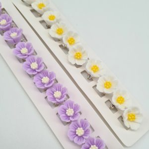 گیره مو دخترانه مدل گل یاسمن بسته 10 عددی