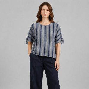 بلوز آستین کوتاه یقه گرد زنانه مدل ژیوا