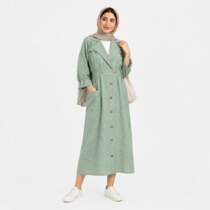 مانتو زنانه بلند آستین سه‌ربع جلو بسته مدل لینن