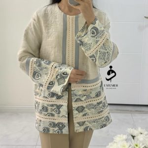 مانتو زنانه جلو باز مدل ژاکارد باتیک هندی