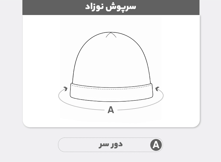 راهنمای سایز کلاه نوزادی کد 10